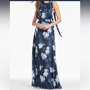 SANCHI & BABI Elegant Navy Floral Maxi Dress Size 12